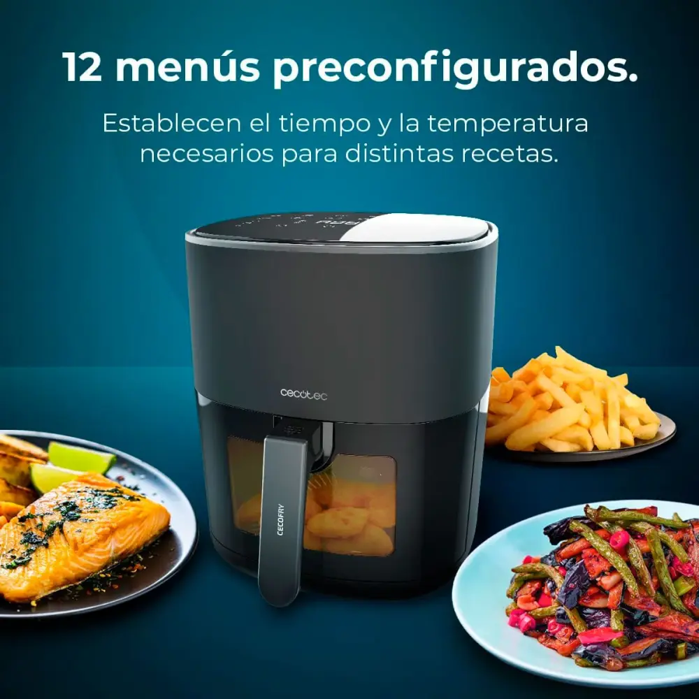 Freidora de aire Cecotec Cecofry Fantastik Window 6500 1700W 6,5L con ventana negro
