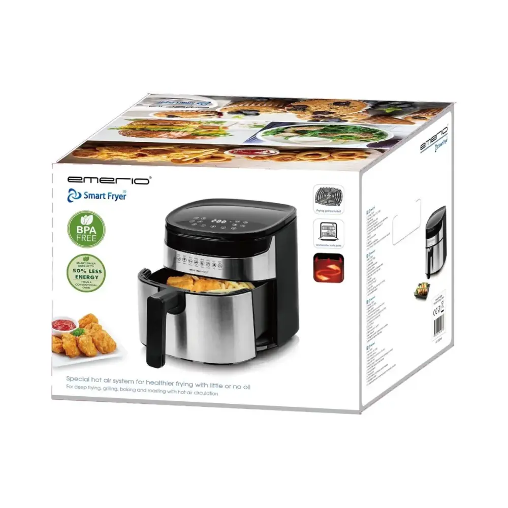 Freidora de aire Emerio AF-129084 1300W 4,5L 8 programas acero inoxidable negro