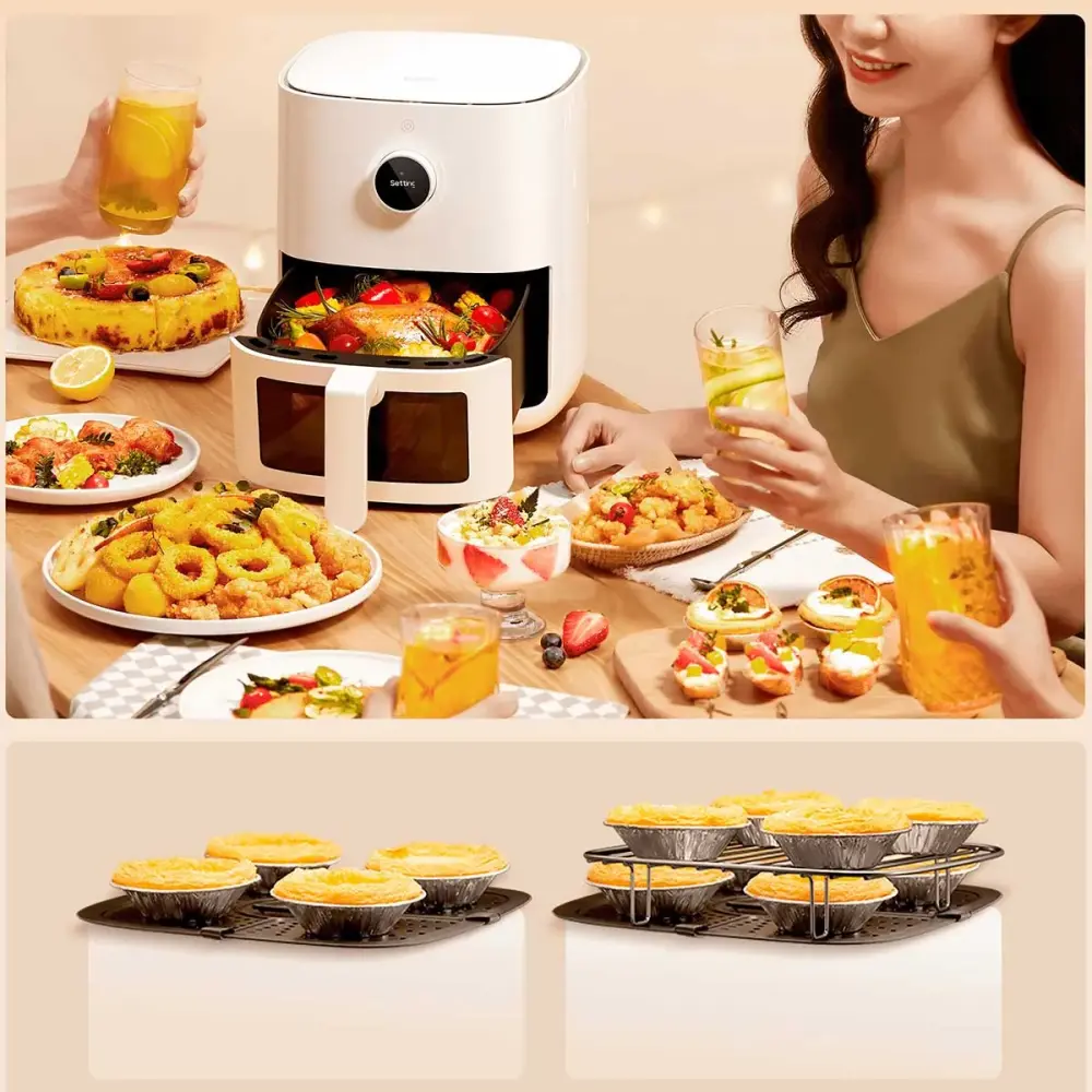 Freidora de aire Xiaomi Con app Air Fryer Pro 1600W 4L pantalla OLED control por voz blanco