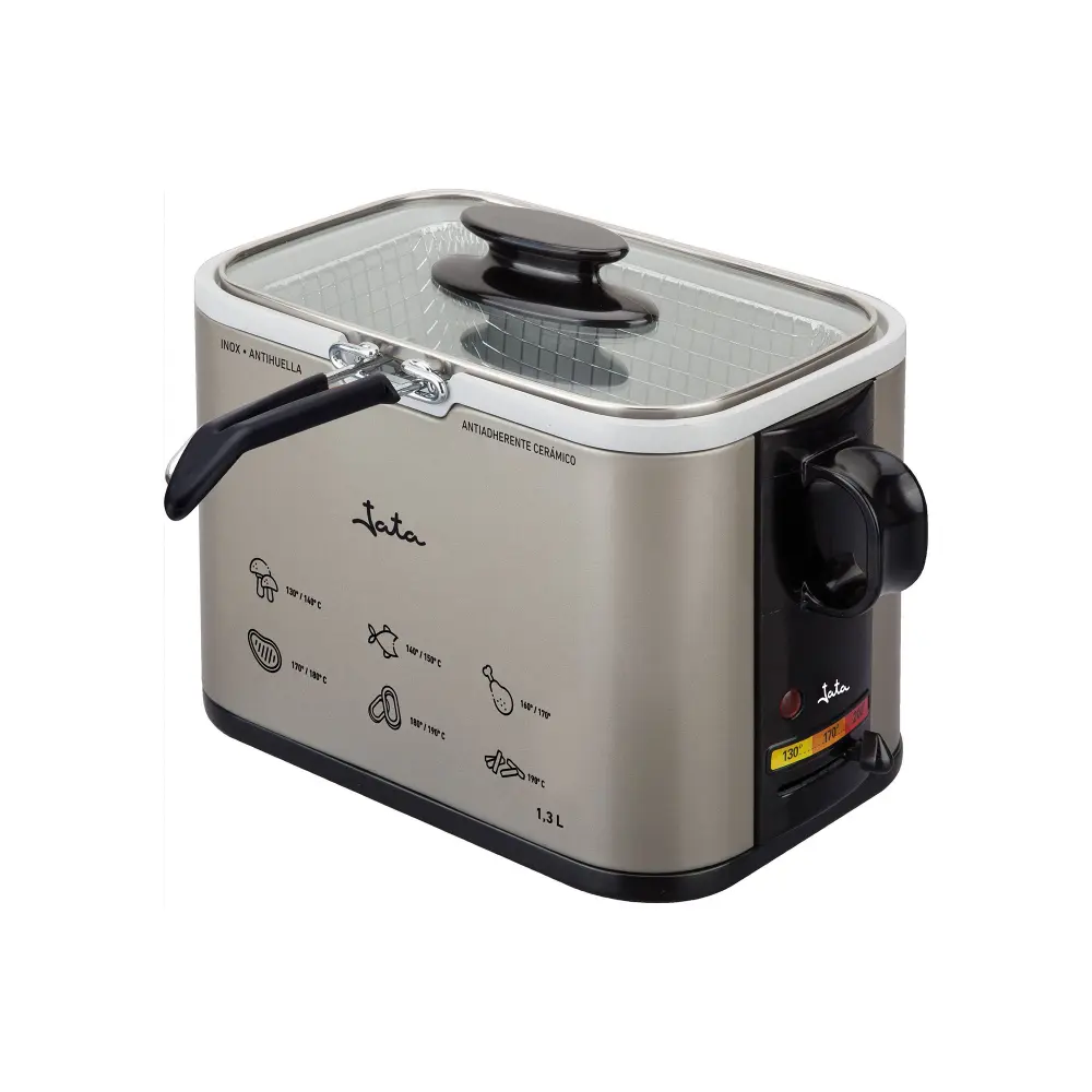 Freidora jata fr326e 3l 1000w con tapa de cristal y asa | Sin BPA |