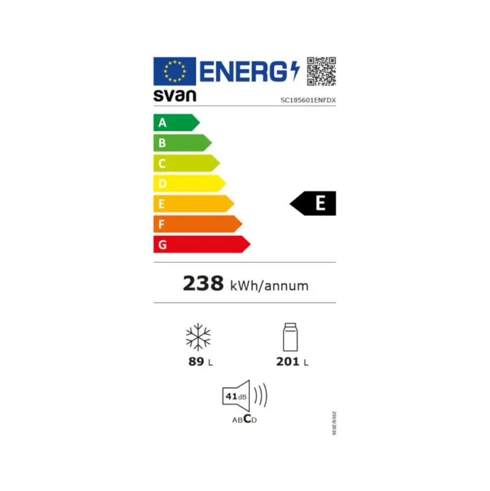 Frigorífico combi Svan SC185601ENFDX No Frost 290L E inox 185 cm