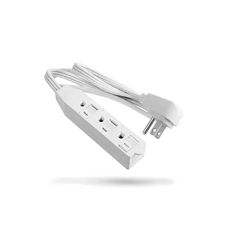 12FT 13A 3 Outlet Indoor Extension Cord Flat Plug End 400805 (Pack 25)