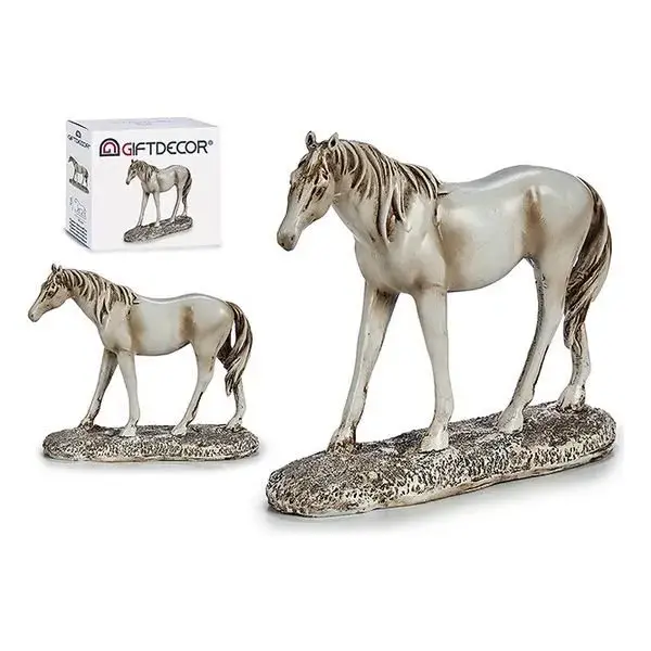 Caballo Blanco Resina (5 x 16 x 18 cm) en Piedra Reconstituida