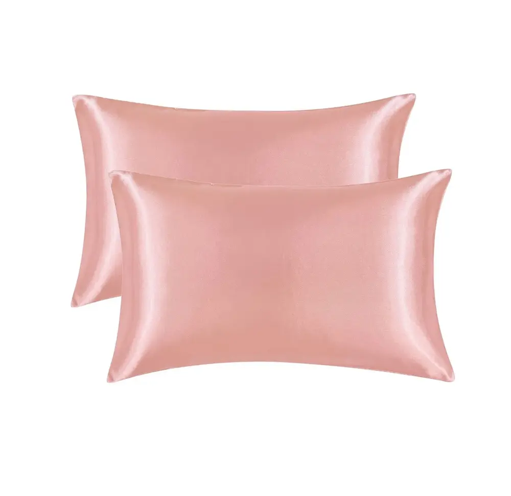 Sujetador de esquinas Funda Almohada Satén Saten Tipo Seda 51x102cm Color Rosa 2 Unids