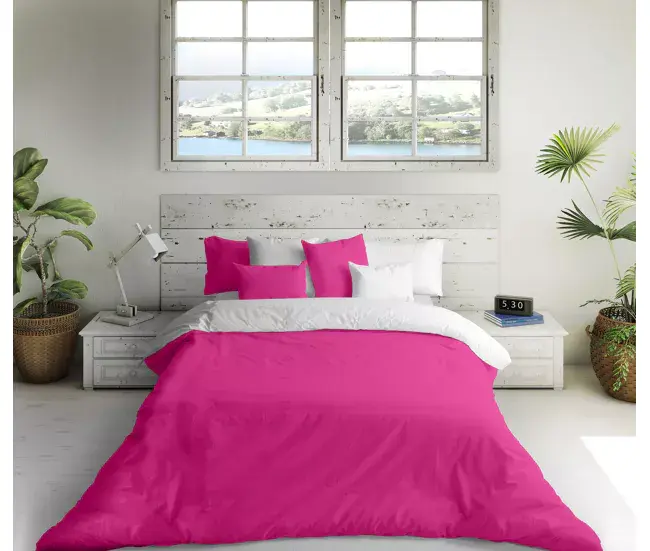 FUNDA NORDICA BICOLOR DE DOBLE CARA FUCSIA 43 / BLANCO CAMA 90