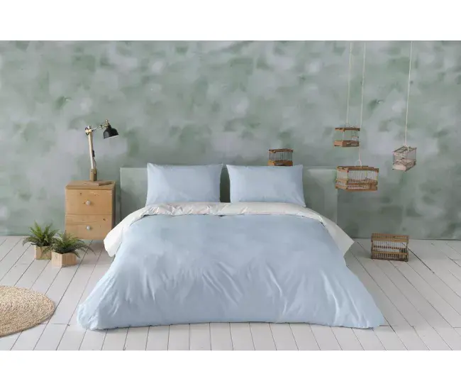 FUNDA NORDICA BICOLOR INVERTIBLE AZUL MAR 76/ BLANCO CAMA 135