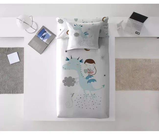 Funda nórdica de lino FUNDA NÓRDICA BIDIRECCIONAL MAGIC DRAGON CAMA 90