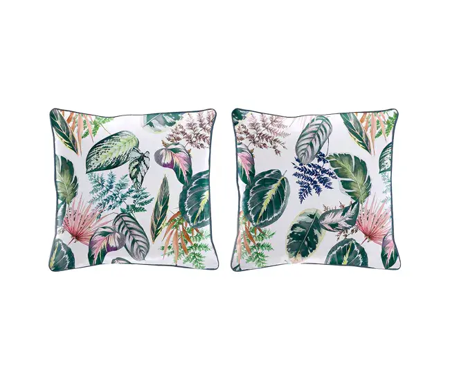 Set de 2 fundas de cojin decorativo 100% algodónTROPALM 30x50 cm Verde - Tela Hipoaergénica