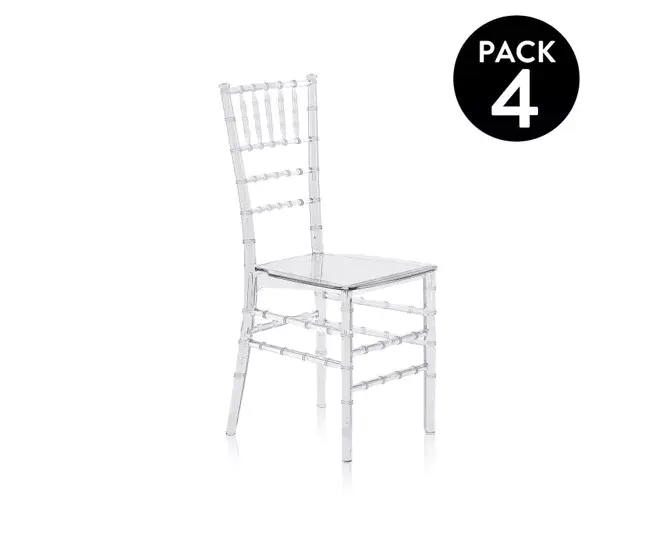 Pack 4 sillas de comedor Tyra Transparente 46,5 x 88,5 x cm para Exteriores