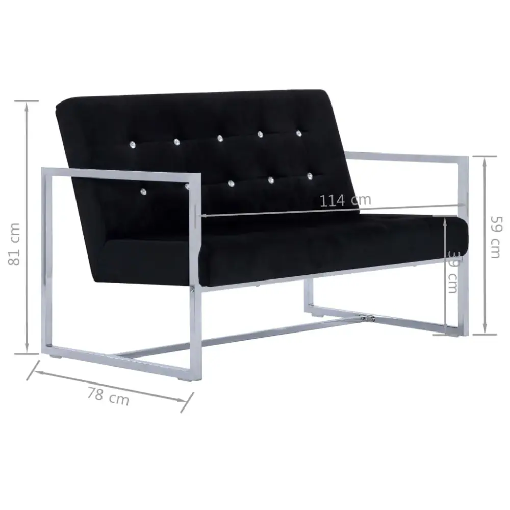 Sofá Varel 2 plazas con reposabrazos cromados 81x114x78 cm Resistente las Mascotas