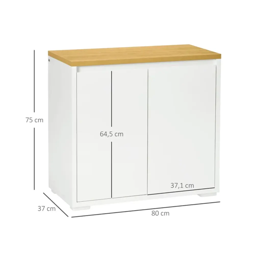 Aparador Miary Homcom 2 puertas + 1 estante ajustable blanco 75x80x37 cm