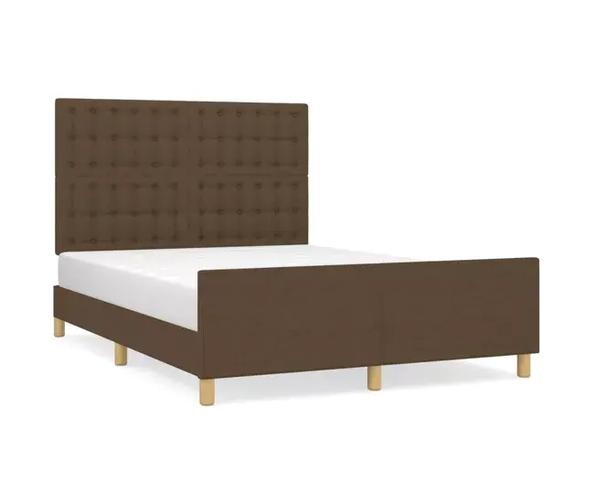 Banco Decorativo Estructura de cama con cabecero de tela negro 140x200 cm Botones