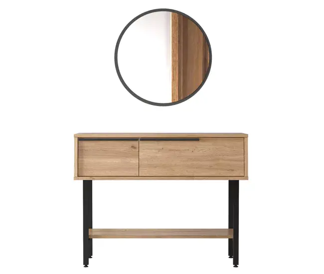 Consola OCEAN, estilo actual, medidas 76x100x30 cm, 2 puertas y 2 estantes