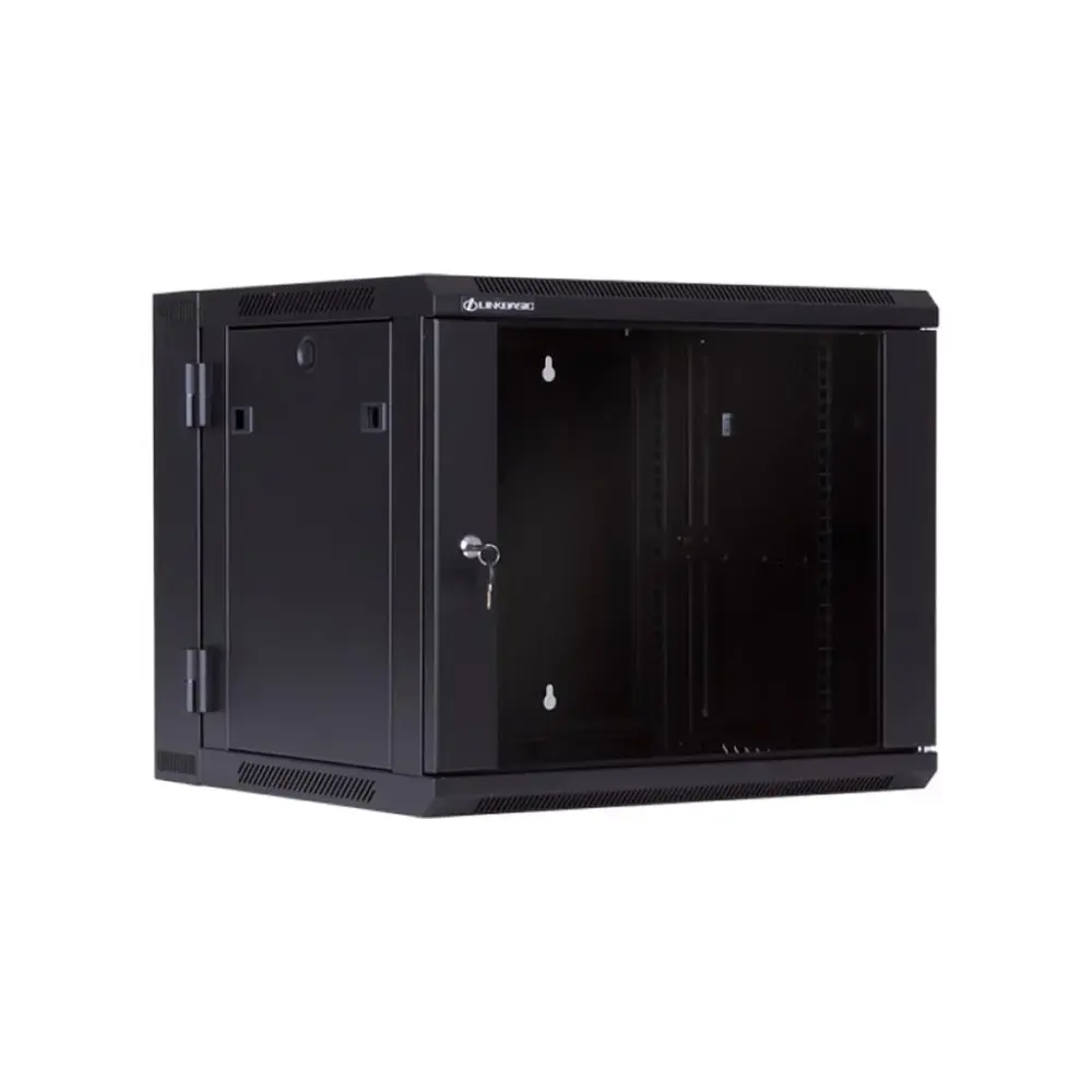 Robusto de Madera Maciza Gabinete Linkbasic de Pared 9U Abatible con puerta de Vidrio/ 550M de Profundida.