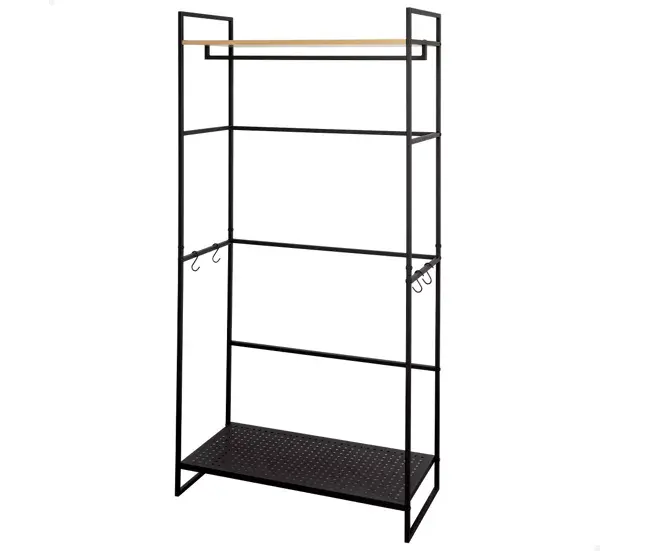 Vitrina Exhibidora Max Home Armario abierto madera y acero 2 estantes 83x39x167 cm