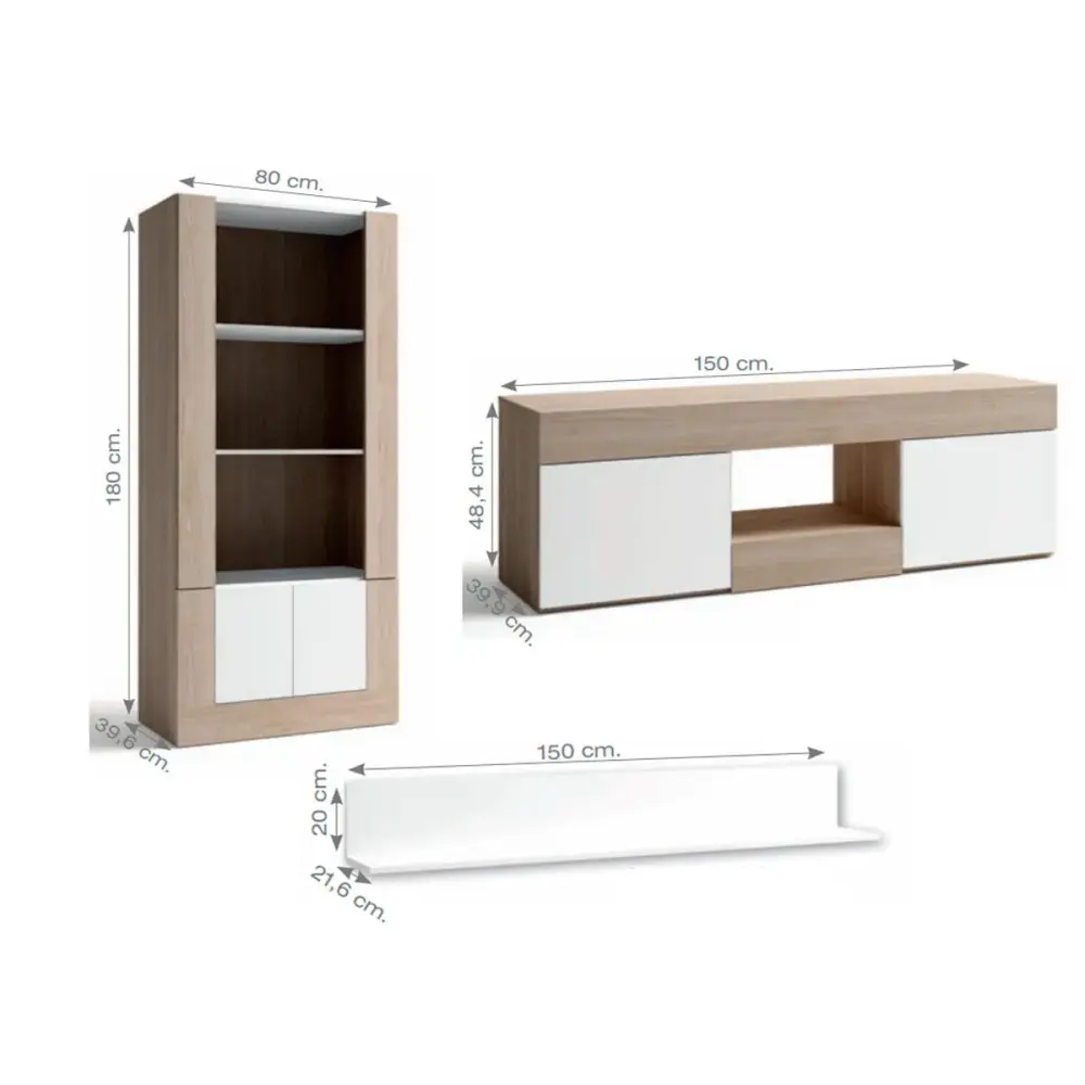 Estanterí Flotante Composición Salón Argos KAR- 012 sable / blanco