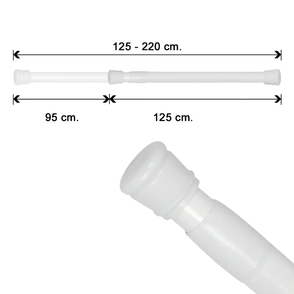 Barra Para Cortina Ducha Extensible Aluminio Blanco125 220 cm.
