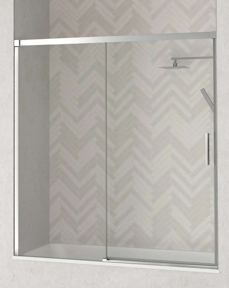 Mampara bañera 1 puerta 1 fijo | cromo 140cm (adapt.134-139cm)