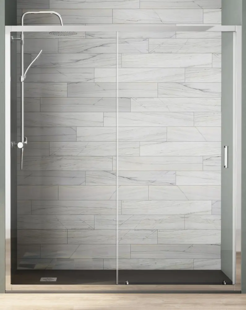 Mampara ducha frontal 1 puerta 1 fijo | transparente | 110cm (adap.108-112)
