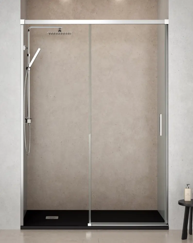 Mampara ducha 1 puerta 1 fijo | cromo 135cm (adapt.129-134cm)