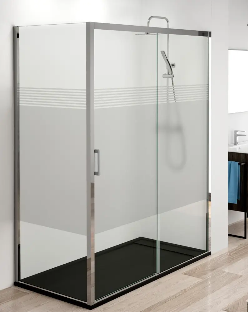 Mampara ducha 1 puerta 1 fijo serigr. Izq. 130cm (adap. 127,5-131,5cm) x90