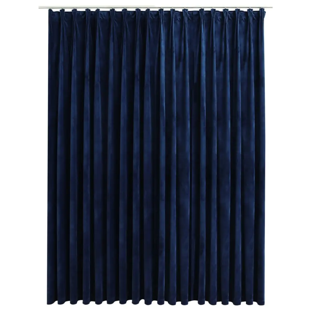 vidaXL cortina opaca con ganchos terciopelo azul negro 290x245 cm