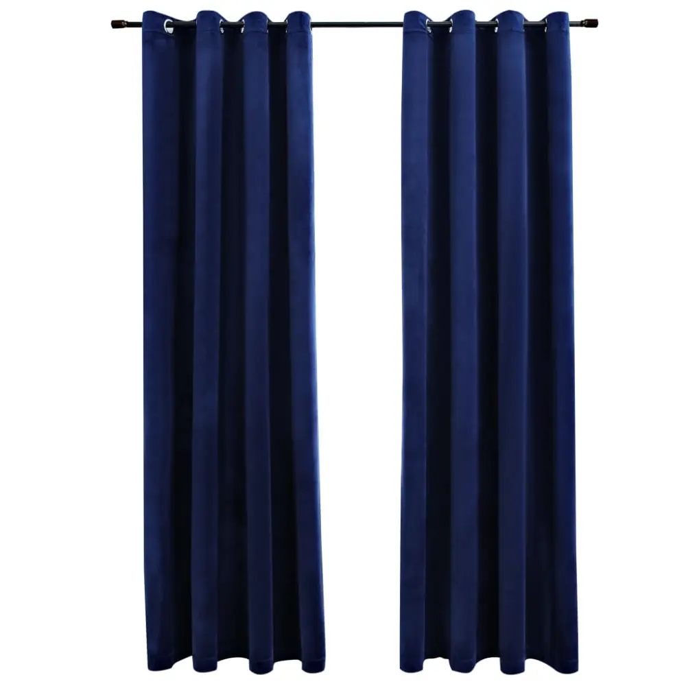 vidaXL cortinas opacas anillas 2 pzas terciopelo azul tenebroso 140x225cm