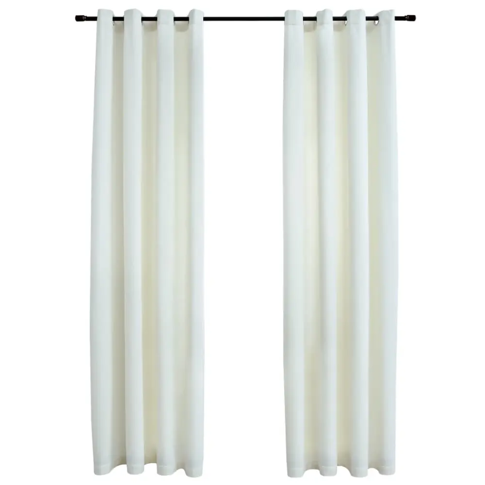 vidaXL cortinas opacas con anillas 2 pzas terciopelo crema 140x245 cm