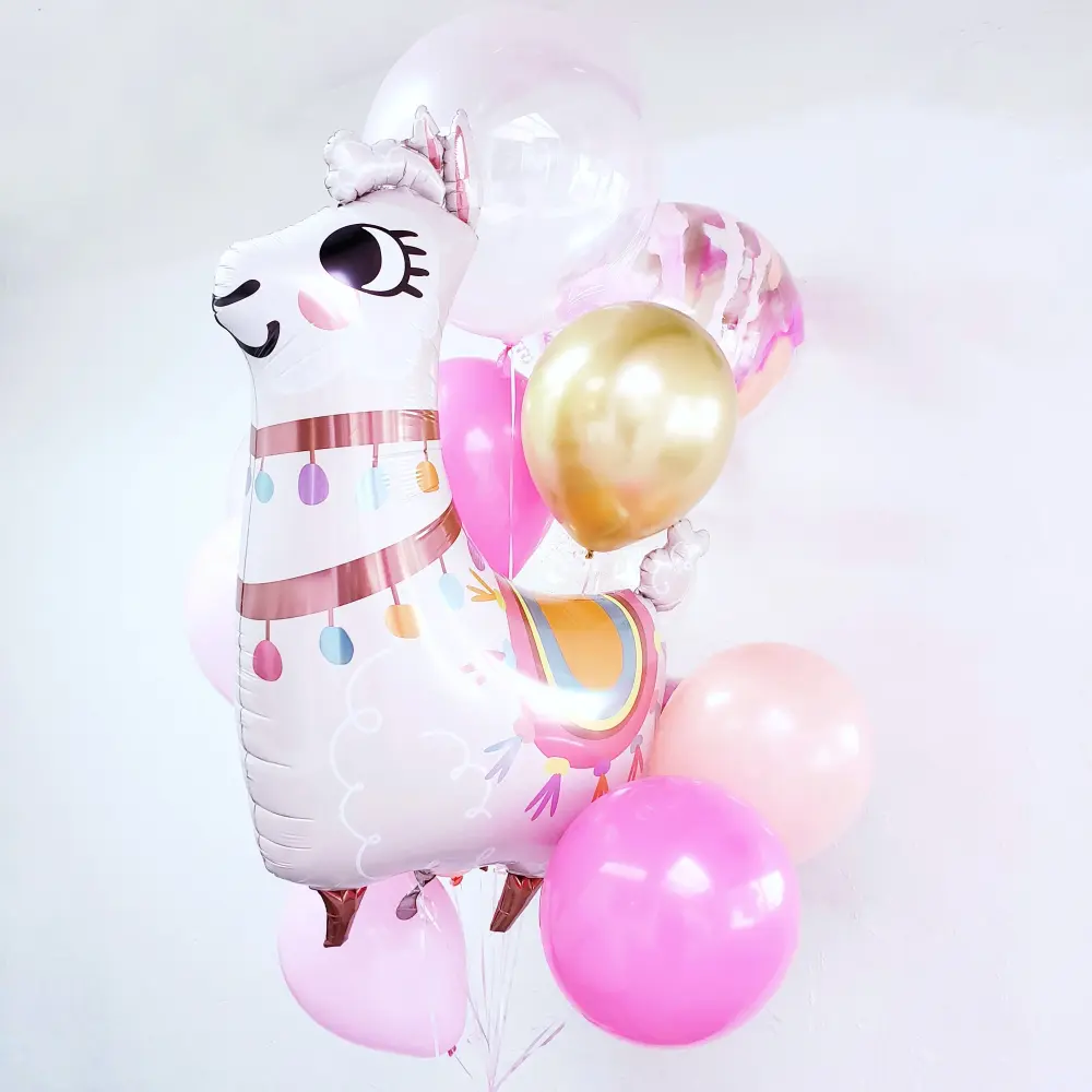 Brillante Bouquet Llama Sonriente con helio (Envío CDMX y zonas Edo Mex)