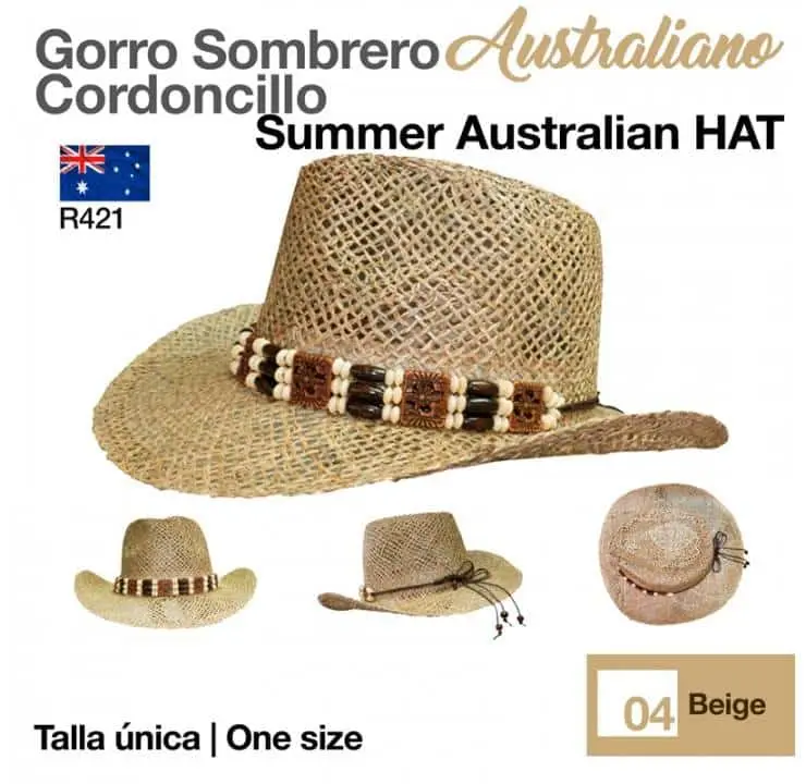 GORRO SOMBRERO AUSTRALIANO CORDONCILLO Nº421 ARENA