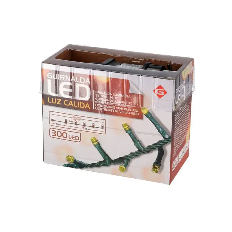 Guirnalda de luces 300 LEDs calentito 5+15m | Envío Rápido Disponible