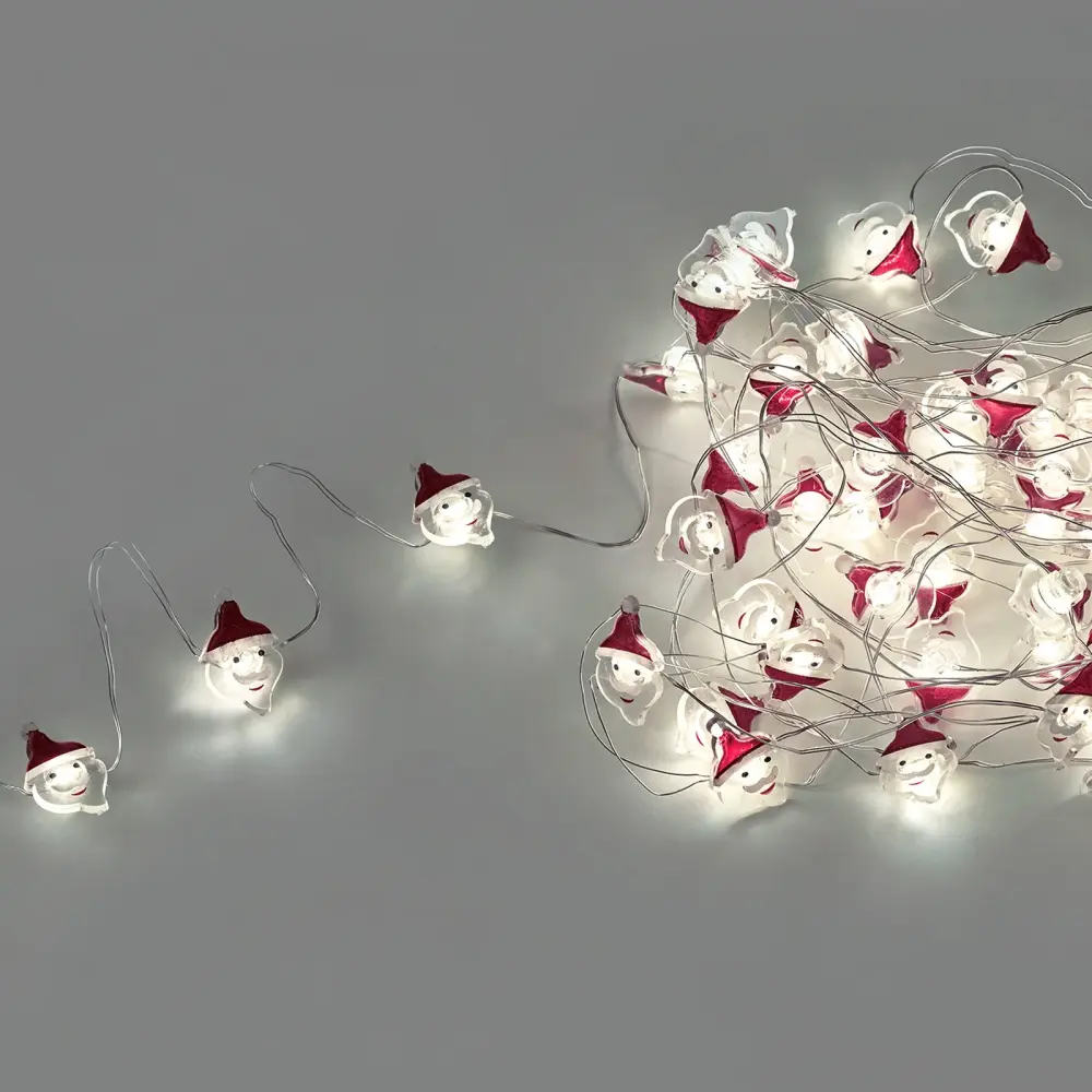 Guirnalda de Luces Guirnalda Luces Navidad Pilas 50 Leds Papa Noel. Luz Fria Uso Interno IP20