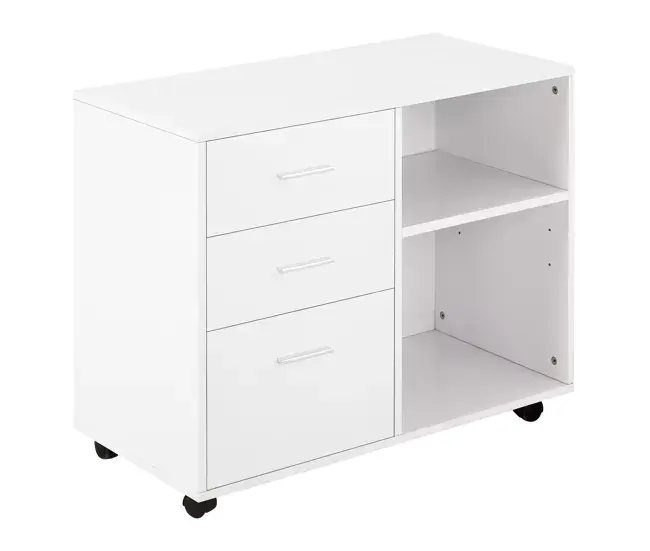 HOMCOM Mueble Impresora Mesa para Impresora Multifuncional con 3 Cajones Estante Ajustable Ruedas Gran Capacidad de Almace...