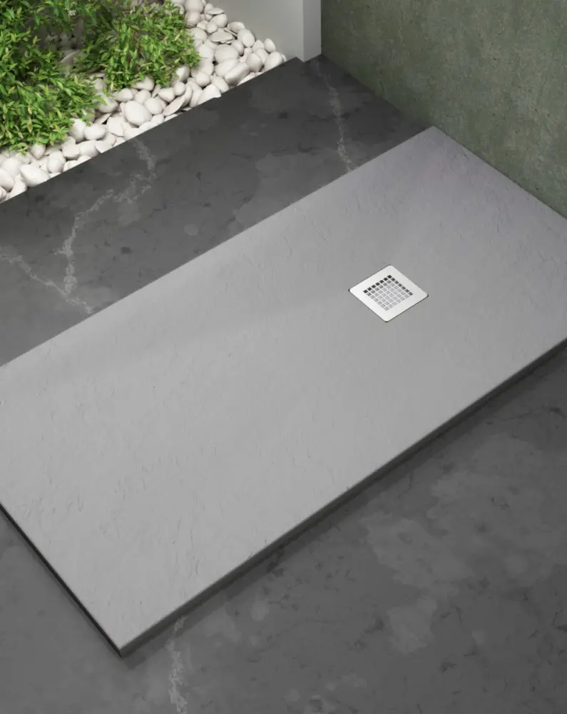 Plato ducha resina extraplano 200 x 75cm textura pizarra blando gris