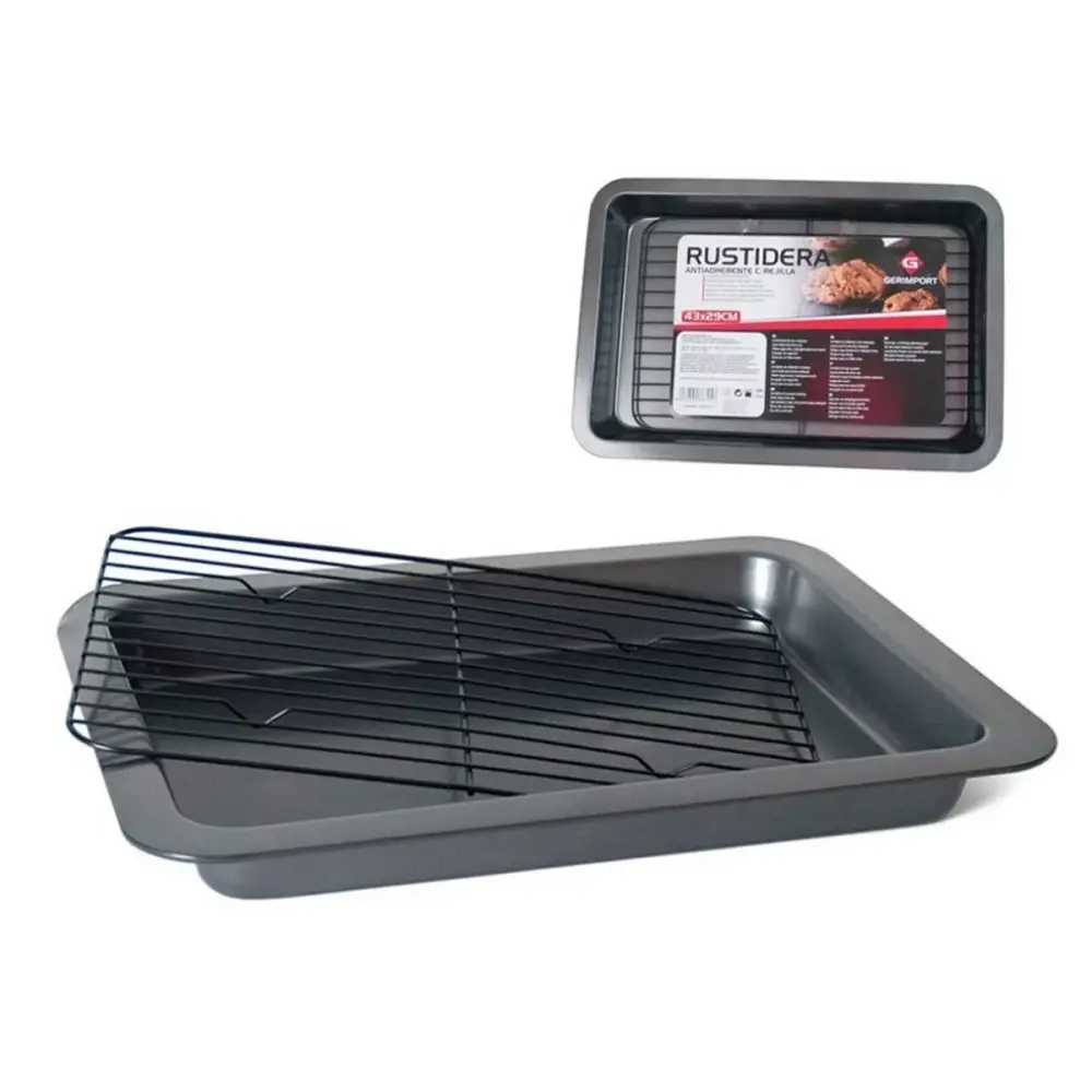 Rustidera Gerimport con rejilla antiadherente acero 43x29 cm