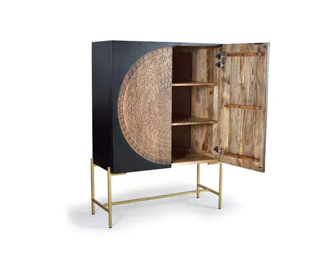 VITRINA MADERA DE MANGO Marrón.Giner y Colomer 143x45x100