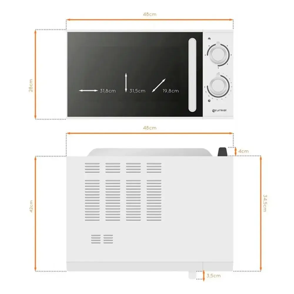 Microondas con grill Grunkel MWG-25SG 25L 900W blanco | Envío Rápido
