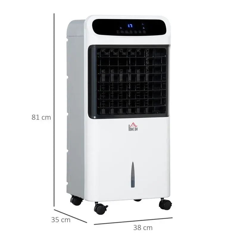 Humidificador Silencioso Enfriador de aire Homcom 75W con temporizador+ruedas blanco 81x38x35 cm