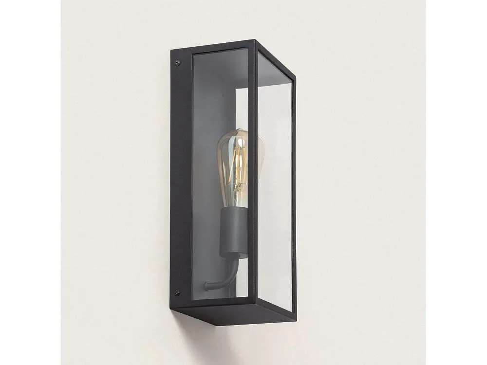 Aplique de Pared Exterior Metal y Cristal Zeila Negro