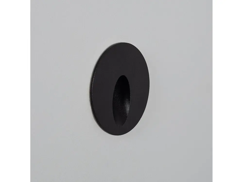 Baliza Exterior LED 3W Empotrable Pared Circular Negro Boiler Blanco Cálido 2700K