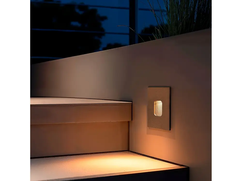 Baliza Exterior LED 2W Empotrable Pared Cuadrado Gris Grasset Blanco Neutro 4000K