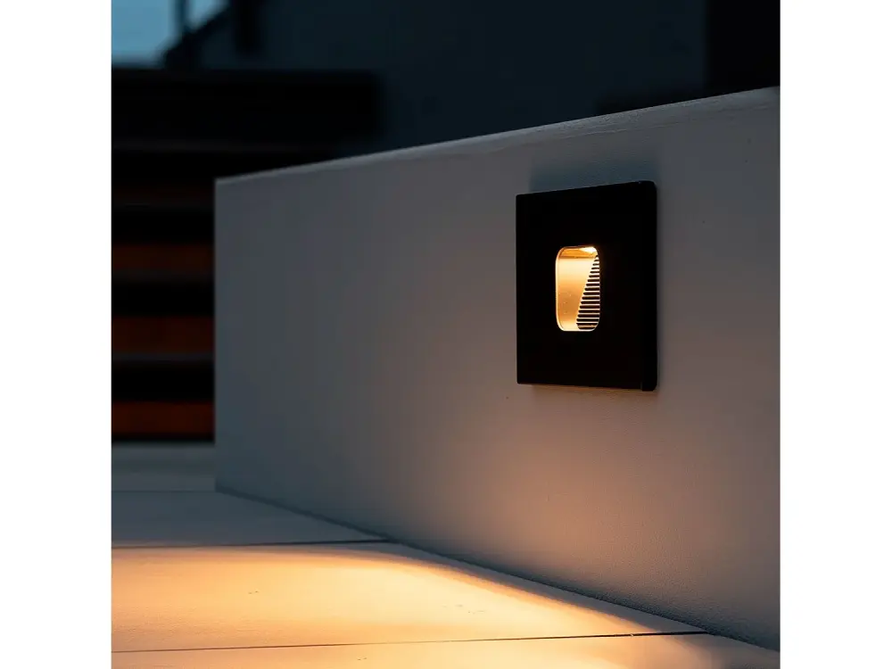 Baliza Exterior LED 2W Empotrable Pared Cuadrado Negro Grasset Blanco Neutro 4000K