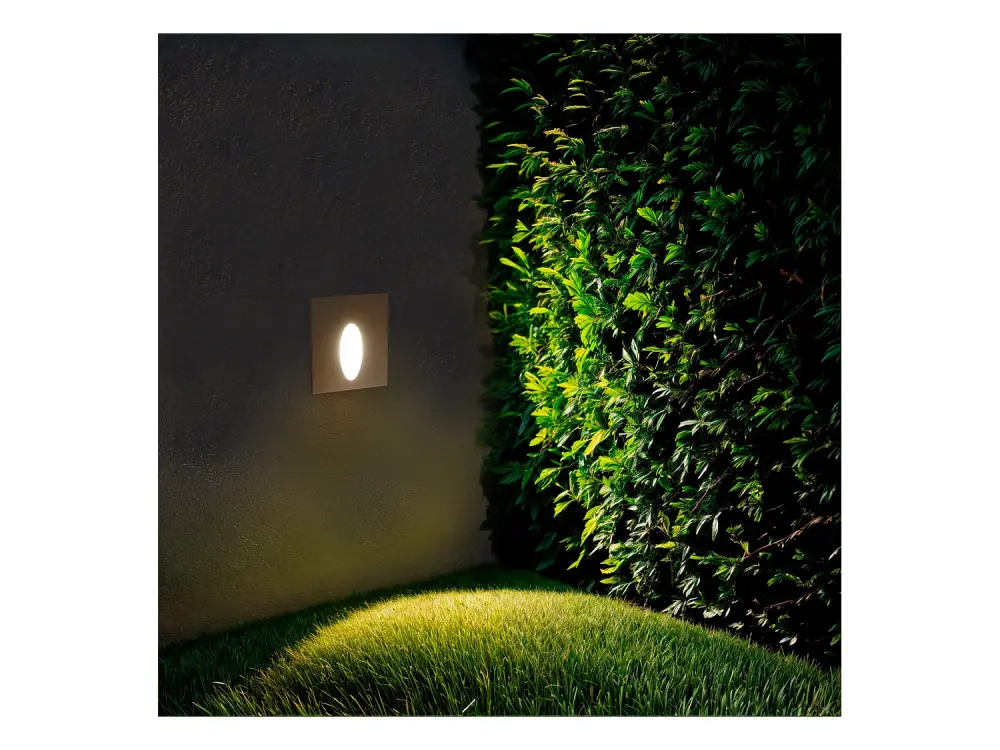 Baliza Exterior LED 3W Empotrable Pared Cuadrado Blanco Oval Wabi Blanco Neutro 4000K