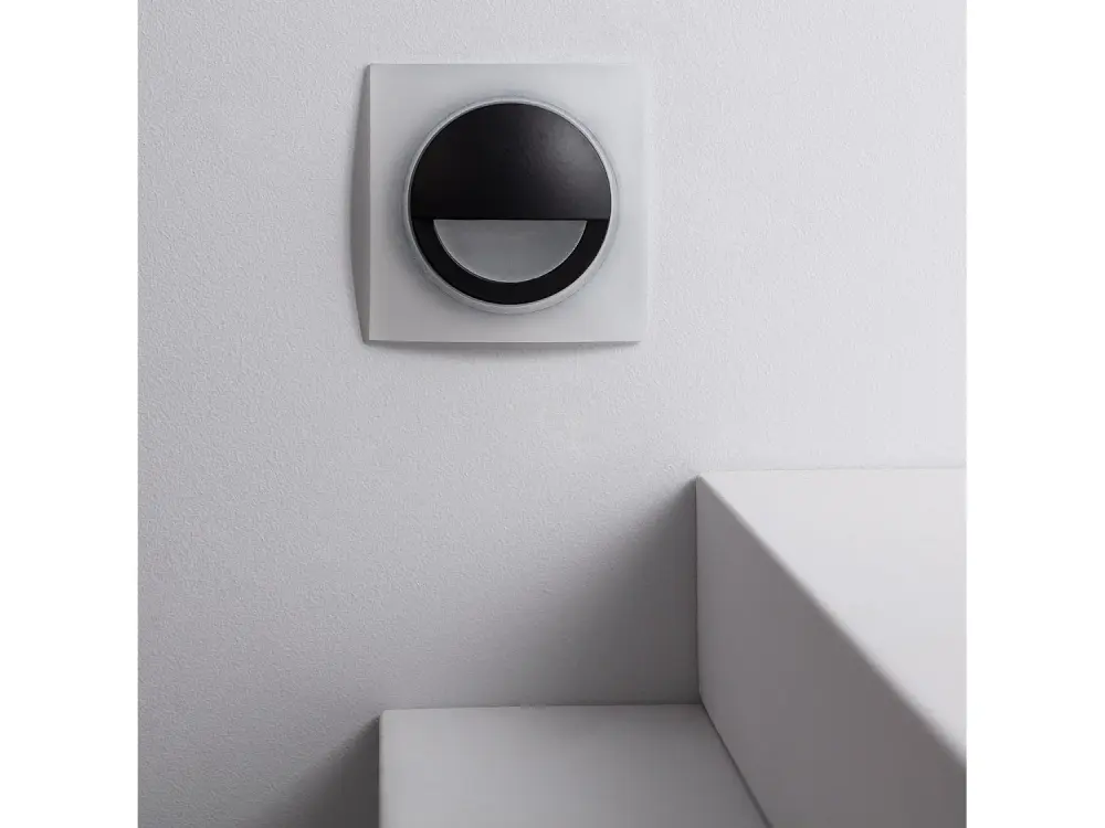 Baliza Exterior LED 3W Empotrable Pared Cuadrado Negro Occulare Blanco Cálido 2700K