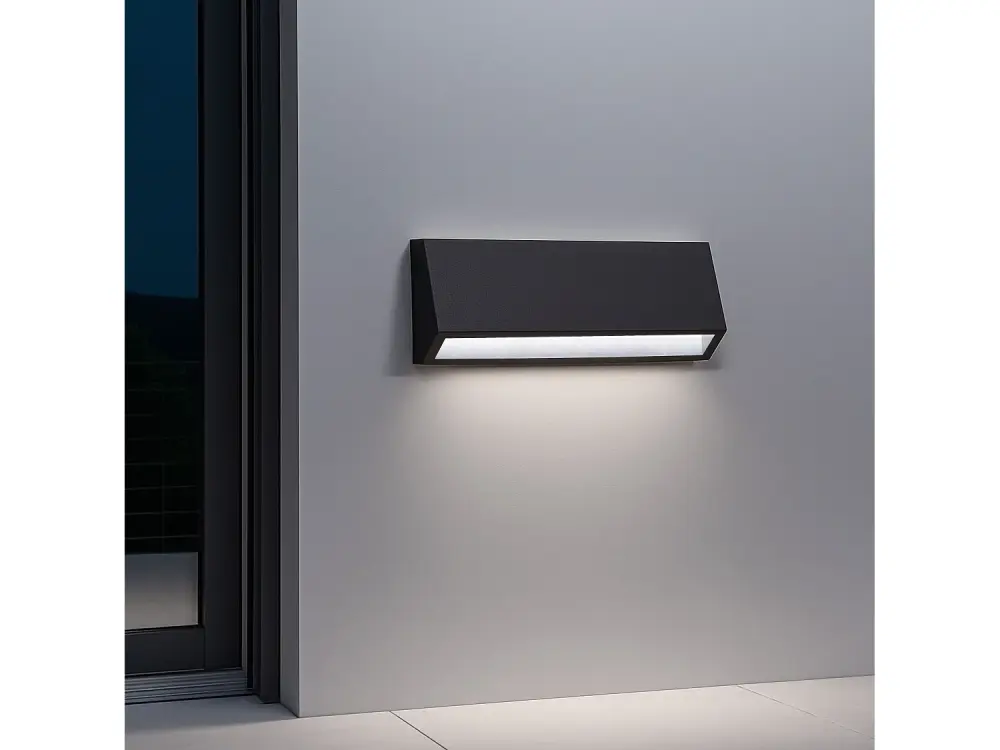 Baliza Exterior LED 3W Superficie Pared Rectangular Negro Tunez Blanco Cálido 2700K