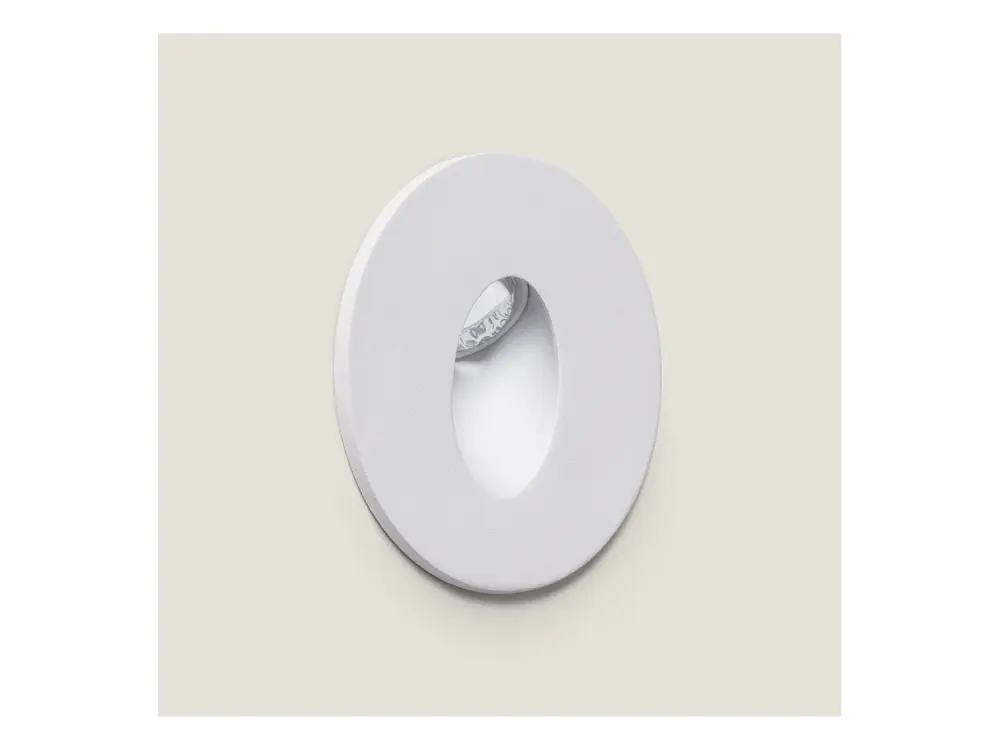 Baliza LED 1W Empotrable Pared Circular Blanco Adam Blanco Cálido 3000K
