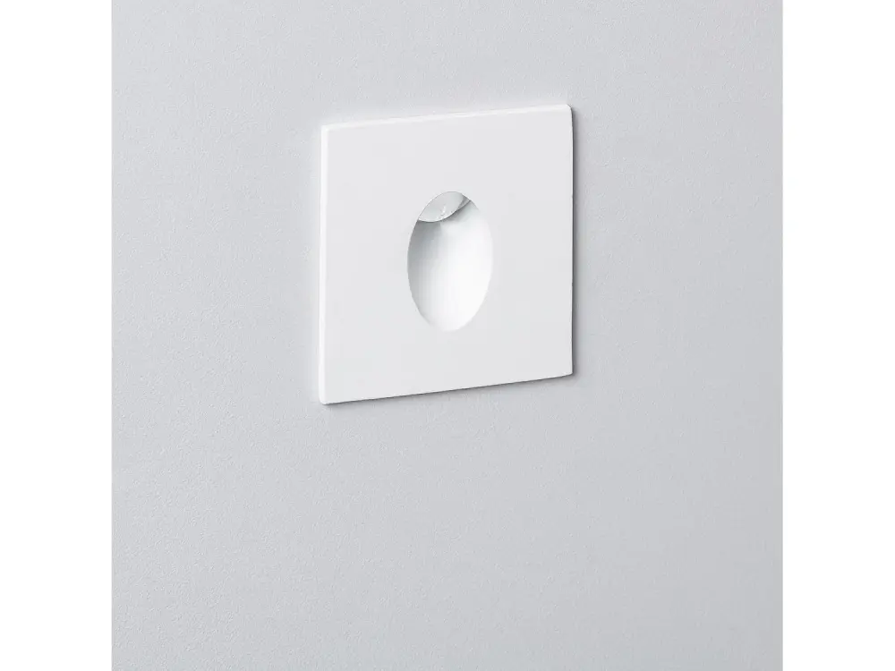 Baliza LED 1W Empotrable Pared Cuadrado Blanco Adam Blanco Cálido 3000K