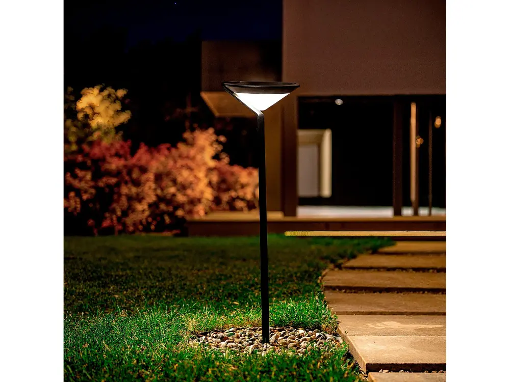 Baliza Solar Exterior LED Superficie Pie 80cm con Detector de Movimiento Yuma Big Blanco Cálido 2700K