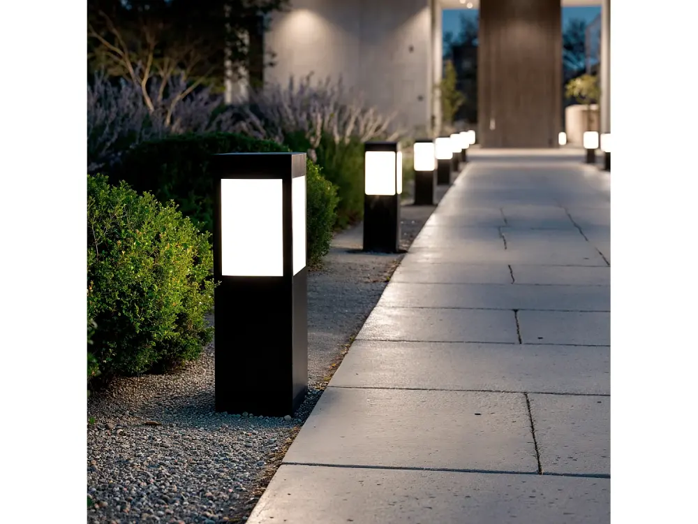 Baliza Solar Exterior LED Superficie Pie 40cm con Detector de Movimiento Kenya Blanco Frío 5700K - 6200K