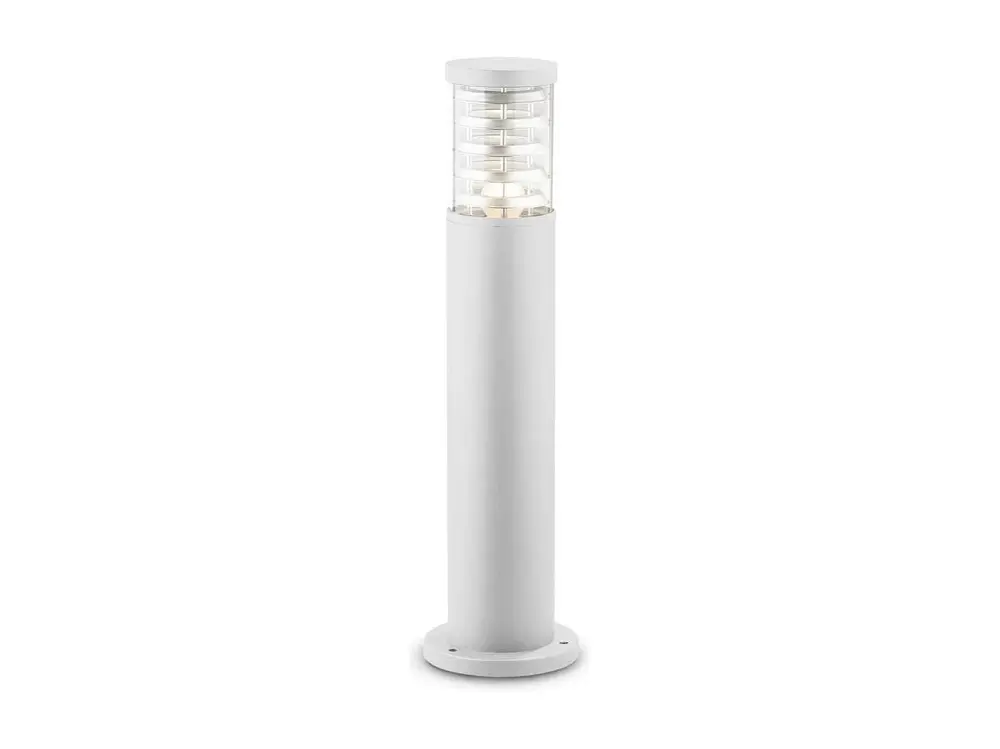 Bolardo exterior cilíndrico de aluminio blanco mediano